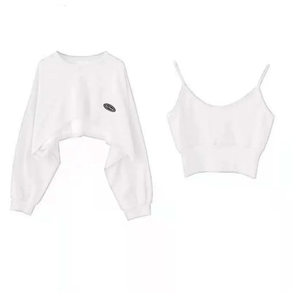 maoxiangshopWomen's Short Thin Sweatshirt Long Sleeve Crew Neck Casual Top Blouse Daily Casual Two-piece Simple Style Wholesale