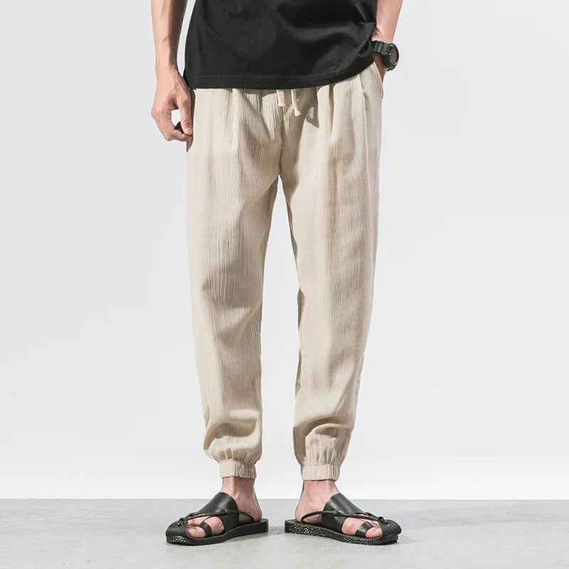 maoxiangshop Cotton Linen Casual Harem Pants Men Joggers Man Summer Trousers Male Chinese Style Baggy Pants Harajuku Clothe