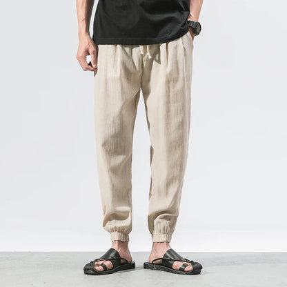 maoxiangshop Cotton Linen Casual Harem Pants Men Joggers Man Summer Trousers Male Chinese Style Baggy Pants Harajuku Clothe