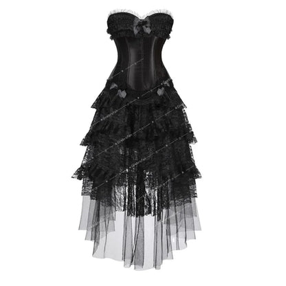 maoxiangshop  -  Corset Dress Steampunk Lace Trim Bustier with Long Tulle Skirt Carnival Party Night Costumes Plus Size Halloween Outfits Women