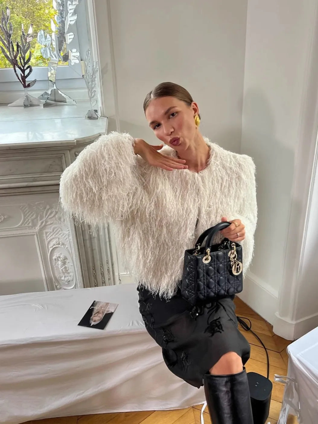 maoxiangshop  -  Women Fluffy Jacket Winter Clothes Short Faux-Fox Fur Coats Korea Casual Beige Outwear Female Thick Warm Plush Overcoat