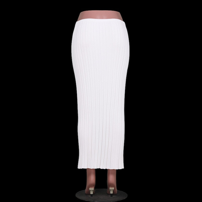 maoxiangshop Summer Knit Long Skirt Women Sexy Holiday Party Beach Cove-Up Midi Skirts Dropped Waist See Through Wrap White Maxi Skirt