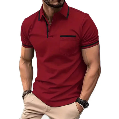 maoxiangshop New Solid Color Polo Shirt Men's Short Sleeve Button Tshirts Lapel Lightweight Turn-down Streetwear Sport Casual Fitness Tops