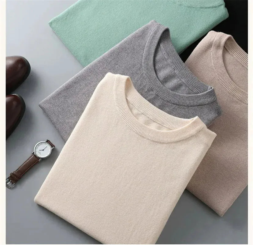 maoxiangshop Korean Superfine Merino Cashmere T-shirt Men Base Layer Merino Shirt Wicking Breathable Short T-shirt Luxury Clothing Big Size