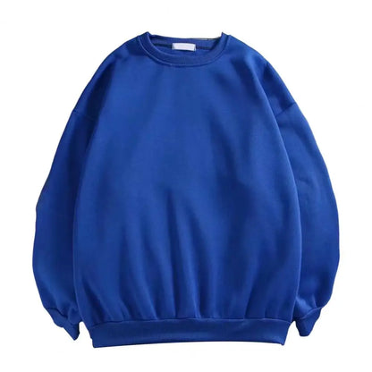 maoxiangshop Harajuku Sweatshirts Men's Autumn Korean Solid Color Fleece Oversized Pullovers Casual O Neck Basic Tops Hip Hop Streetwear