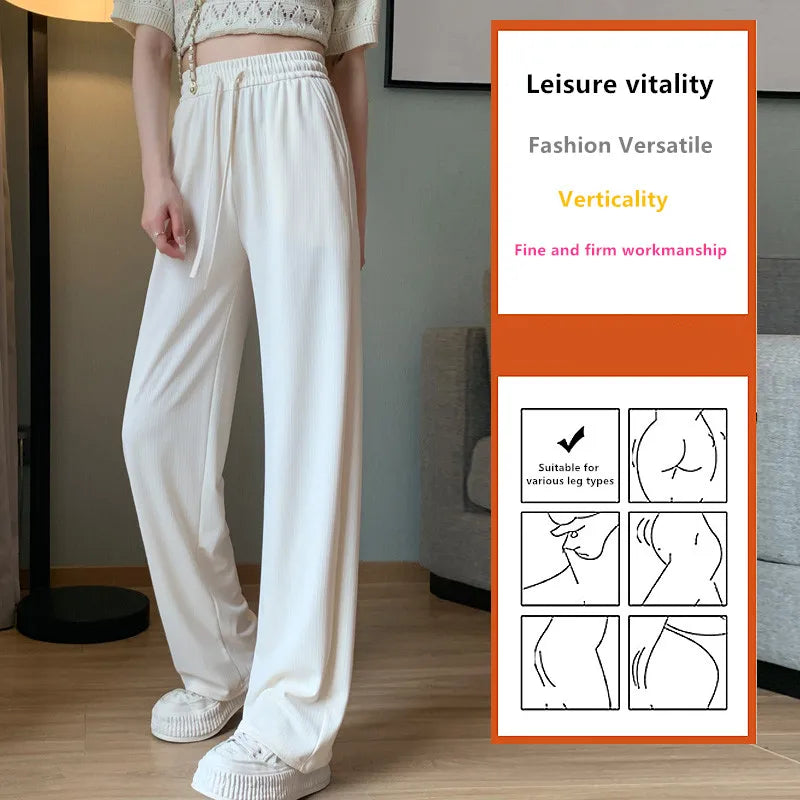 maoxiangshop New Spring and Autumn High Waist Fashion Korean Straight Leg Pants for Women's Casual Loose Versatile Trendy Wide Trousers