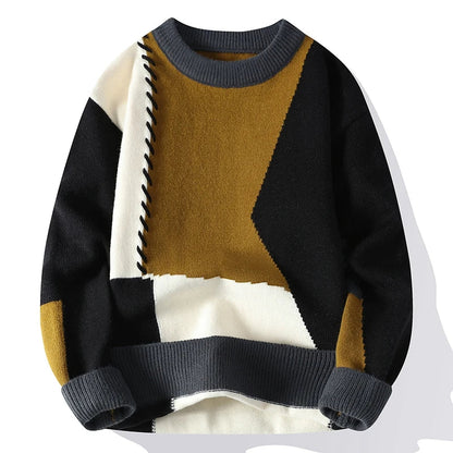 maoxiangshop Autumn Winter Warm Mens Sweaters Fashion Turtleneck Patchwork Pullovers New Korean Streetwear Pullover Casual Men Clothing