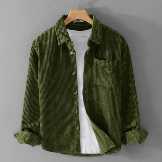 maoxiangshop Thickening Plus Size Long Sleeve Corduroy Cotton Shirt Men Brand Trendy French Style Designer Quality Top Clothes Chemise Homme