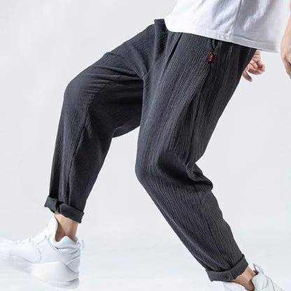 maoxiangshop Japanese Loose Men's Cotton Linen Pants Male Summer New Breathable Solid Color Linen Trousers Fitness Streetwear Plus Size M-3XL