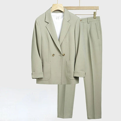 maoxiangshop New Casual Suit Set Men's Loose Fit Korean Version Handsome Spring Autumn Small Suit Coat Men's Slim Fit Complete Set