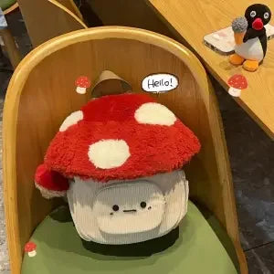 maoxiangshop  -  2024 New Cartoon Mushroom Backpack Autumn Winter Anime Plush Cute Doll Bag Christmas Gift Cute Anime Backpack