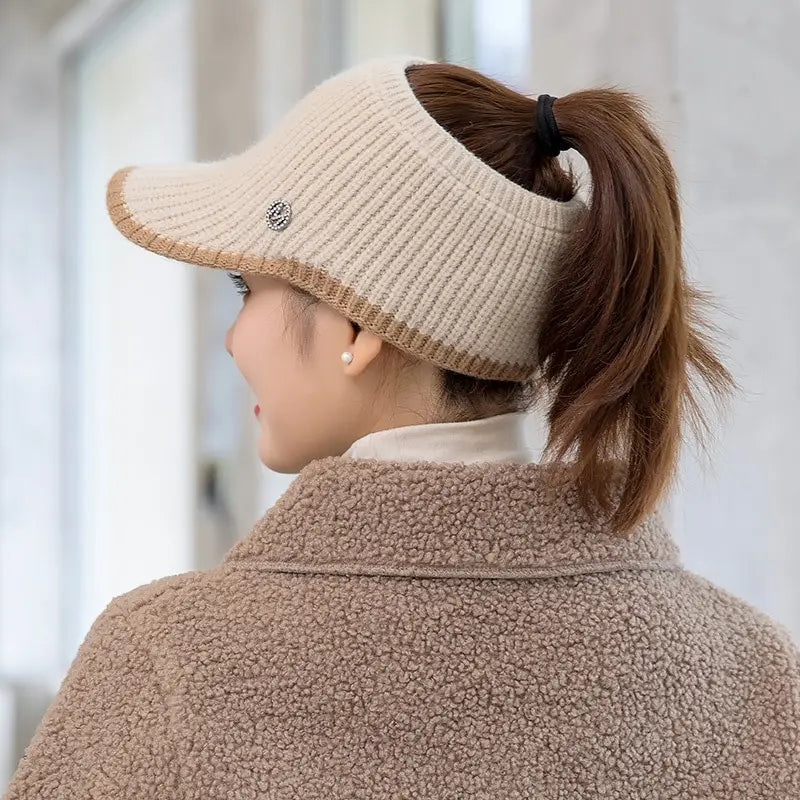 maoxiangshop Hats For Women Autumn Winter Sports Empty Top Caps Female Knitted Warm Baseball Cap Fashion Running Golf Sun Hat