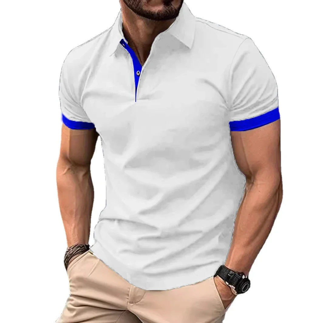 maoxiangshop Summer Men Polo Shirts Men Short Sleeve Shirt Contrast Color Lightweight Streetwear Casual  Lapel Collar Tops