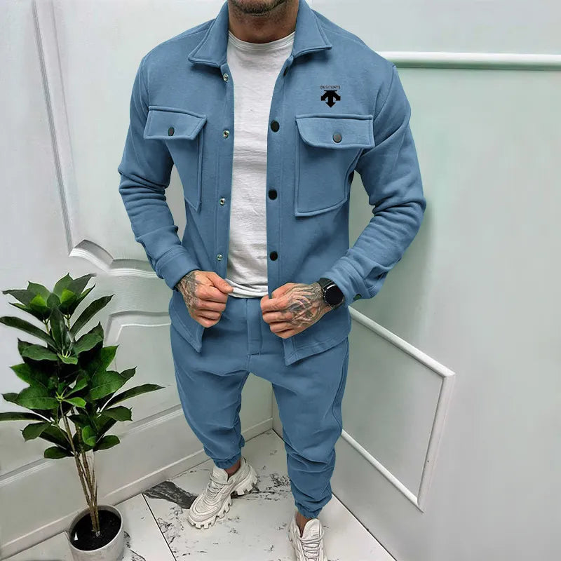 maoxiangshop New Casual Long Sleeve Coat Set Heavy Duty Workwear Shirt Set Vintage Shirt Men's Spring and Autumn
