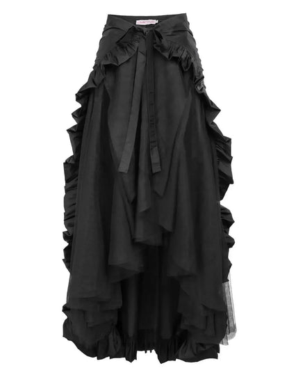maoxiangshop  -  Big Size Women's Gothic Steampunk Skirt Pirate Flair and Victorian Ruffles Anime Cos Victorian Era Gothic Skirt