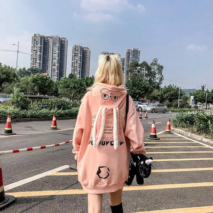 maoxiangshop Animal Women Hoodies Harajuku Kawaii Rabbit Hoodie Sweatshirt Tops Korean Bunny Graphic Outerwear Korean Couple E Girls Hoodie