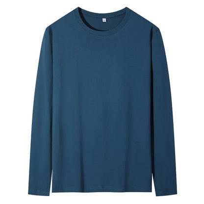 maoxiangshop New Base Shirts Spring Summer Mens O-Neck T-Shirt Long Sleeve T Shirt Male Solid Tshirt Man Clothing Tshirt Men Tops Tees