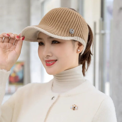 maoxiangshop Hats For Women Autumn Winter Sports Empty Top Caps Female Knitted Warm Baseball Cap Fashion Running Golf Sun Hat