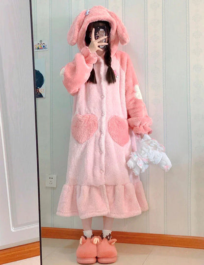 Fleece Thick Tiger Pajamas Robes Winter Warm Plush Nightgown Loose Kawaii Cartoon Flannel Nightdress Dinosaur Pijama Loungewear