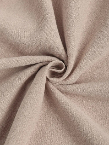 maoxiangshop Long Sleeve Men's Shirts Solid Color Linen Textured Turn Down Collar Pullover Shirt Casual Streetwear Tops
