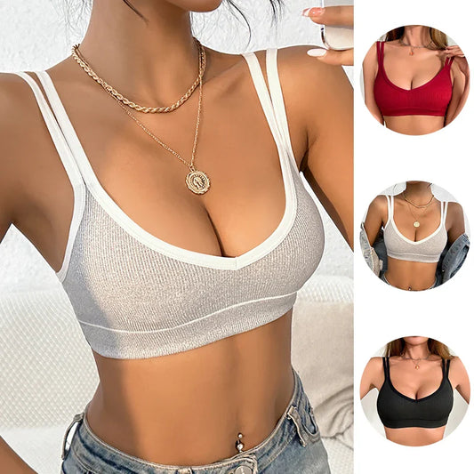 maoxiangshop Sexy Crop Top Corset Camisole Seamless Underwear Hot Sale Fashion Women Casual Bralette Lingerie Tank Top Sexy Bras Sports Vest