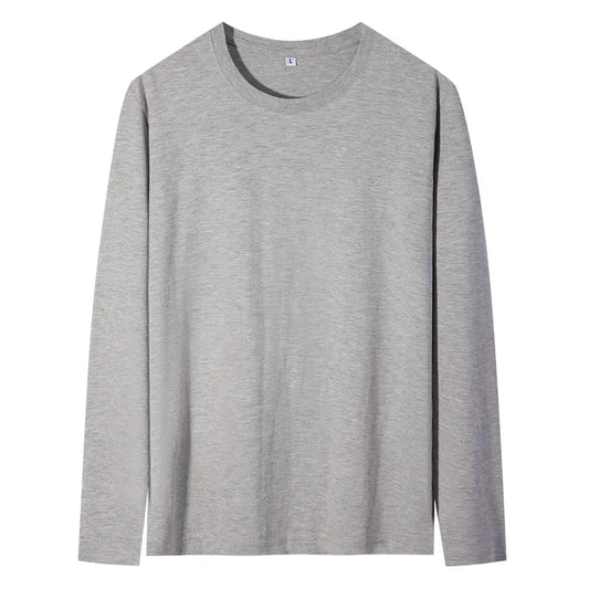 maoxiangshop New Base Shirts Spring Summer Mens O-Neck T-Shirt Long Sleeve T Shirt Male Solid Tshirt Man Clothing Tshirt Men Tops Tees