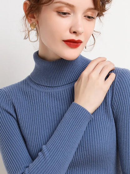 maoxiangshop Women Fall Turtleneck Sweater Knitted Soft Pullovers Cashmere Jumpers Basic Soft Sweaters For Women Autumn Winter