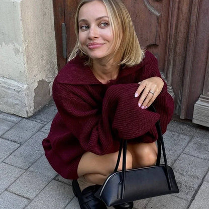 maoxiangshop  -  Knitted Skirts 2 Piece Set Women Fashion Lapel Flare Button Knitted Cardigan Top Mini Skirt 2024 Autumn Lady All-matching Outfit