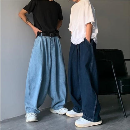 maoxiangshop Straight Jeans Men Blue Loose Denim Trousers Neutral Y2K Jean Streetwear Casual Wide Jeans Mans Women Pants men Baggy men jeans