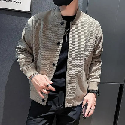 maoxiangshop High-Quality Male Bomber Casual JacKet Men's Autumn and Spring Outdoor Solid Color Jacket Sportswear Men's Jacket
