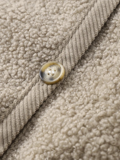 maoxiangshop  -  Fashion Lamb Wool Women Short Coats O-neck Long Sleeve Single Breasted Jackets Female Autumn Winter Office Lady Commuting Coat