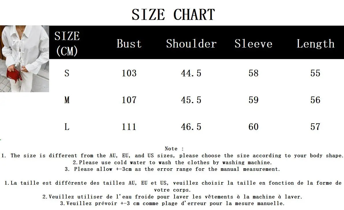 maoxiangshop  -  White Elegant Blouse Women Autumn New Chic Turndown Collar Lantern Sleeve Blouses Casual Fashion Lace-up Office Lady Shirts 2024