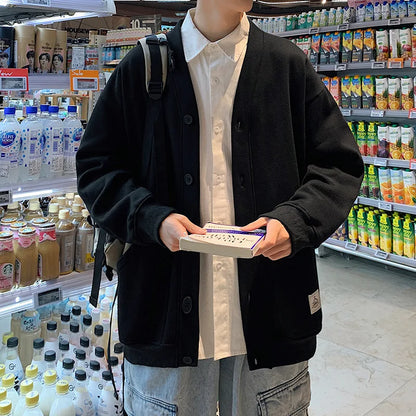 maoxiangshop New Solid Fashion Cardigan Men's Knit Winter Coats Business Casual Jackets Male Tops Man Coat Size M-5Xl Knitwear 2 Colors