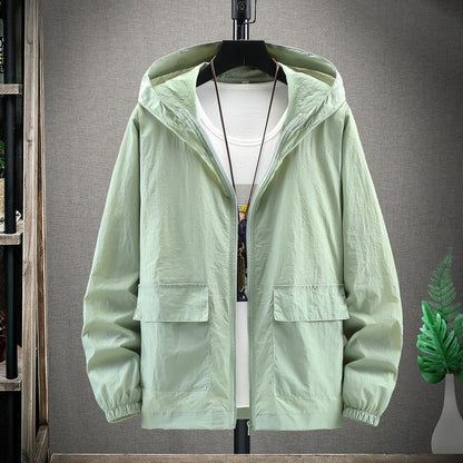 maoxiangshop Summer Hooded Light Jacket Men Sun Protection Clothing Fishing Hunting Clothes Quick Male Dry Skin Windbreaker 4XL