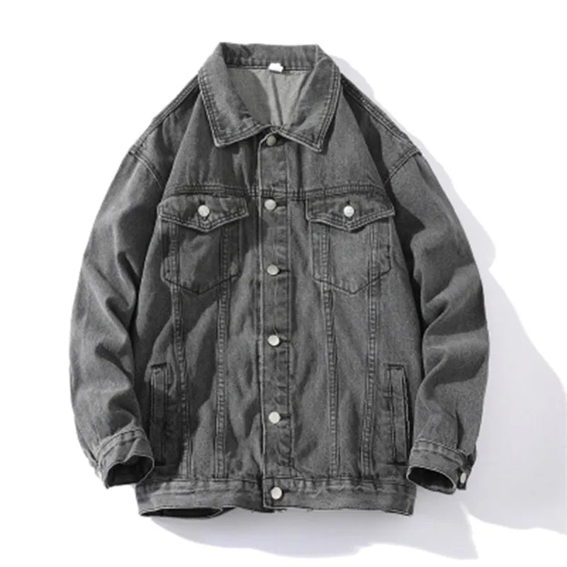 maoxiangshop Spring Autumn New Mens Lapel Denim Jacket Coat M-5XL Hip Hop Wind Casual Coat Cotton Plus Size Denim Jacket Men Hole Clothes