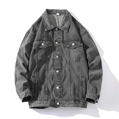 maoxiangshop Spring Autumn New Mens Lapel Denim Jacket Coat M-5XL Hip Hop Wind Casual Coat Cotton Plus Size Denim Jacket Men Hole Clothes