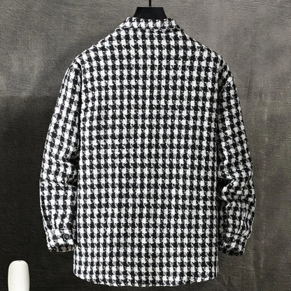 maoxiangshop Plaid Jacket Men Plus Size 10XL Jackets Coat Spring Autumn Fashion Casual Black White Plaid Coats Male Big Size 10XL