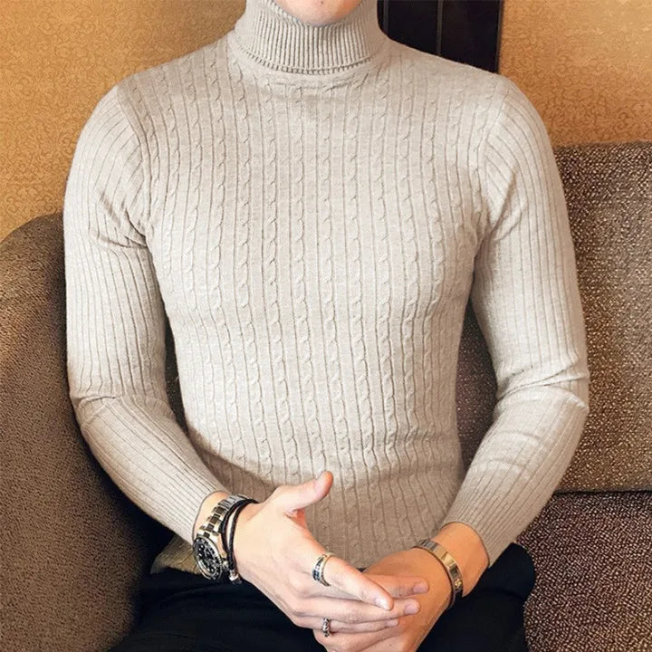 maoxiangshop Autumn Winter Turtleneck Pullovers Warm Solid Color Men's Sweater Slim Pullover Men Knitted Sweaters Bottoming Shirt