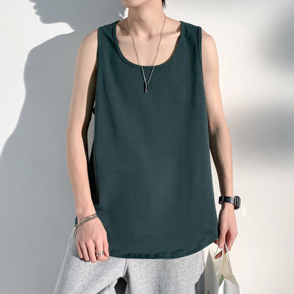 maoxiangshop Summer Men Solid Vest Tank Top Sleeveless T Shirts O-neck Undershirts Breathable Sport Bodybuilding Fitness Muscle Clothes