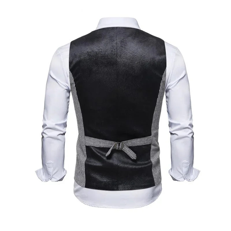 maoxiangshop Men's Seampunk Suit Vest Wool Tweed Slim Fit Leisure Cotton Double Breasted Business Waistcoat