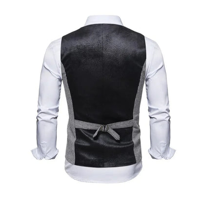 maoxiangshop Men's Seampunk Suit Vest Wool Tweed Slim Fit Leisure Cotton Double Breasted Business Waistcoat