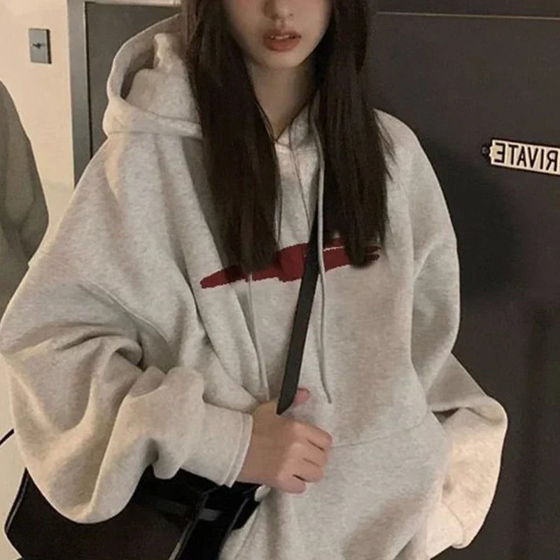 maoxiangshop American High Street Oversized Hoodie Women Outerwear Trendy Ins Women Autumn New Popular Loose Hooded Sweatshirt Pullover Tops