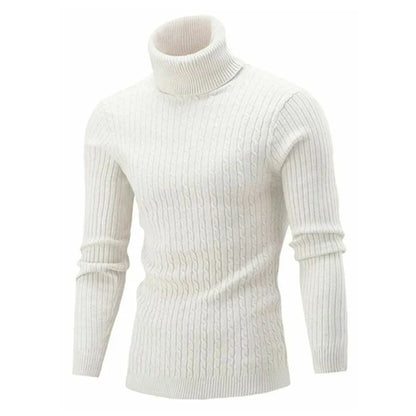 maoxiangshop Autumn Winter Men's Warm Sweater Long Sleeve Turtleneck Sweater Retro Knitted Sweater Pullover Sweater