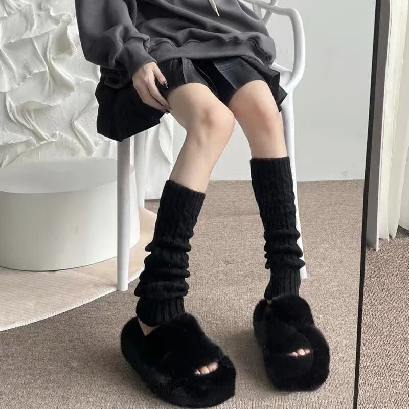 maoxiangshop New Japanese Lolita Sweet Girl Leg Warmer Knit Socks Wool Ball Knitted Foot Cover Cosplay Women Autumn Winter Heap Heap Socks