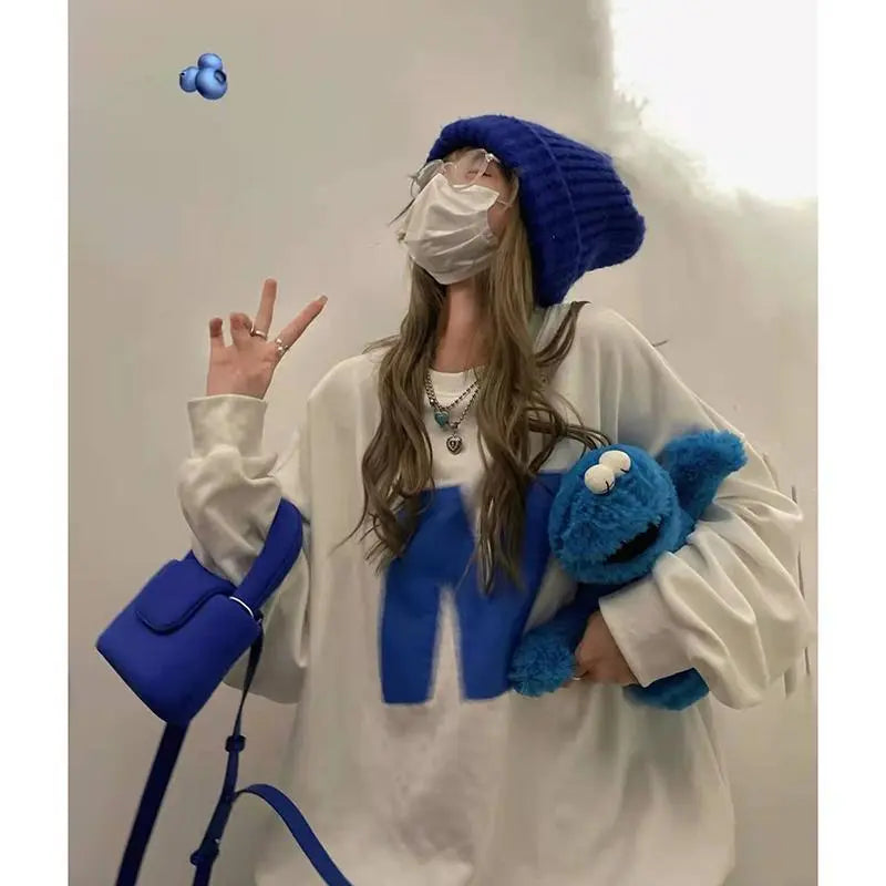 Deeptown Harajuku Oversized Hoodies Women Kpop Kawaii Letter Print Sweatshirts Loose Casual Pullover Sportwear Tops BF Aesthetic