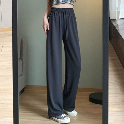 maoxiangshop New Spring and Autumn High Waist Fashion Korean Straight Leg Pants for Women's Casual Loose Versatile Trendy Wide Trousers