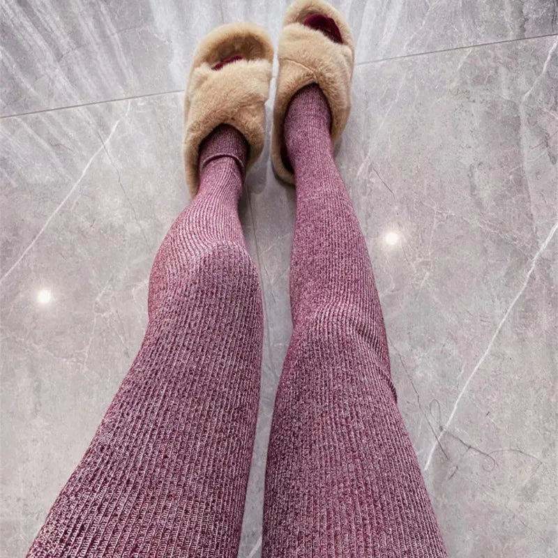 maoxiangshop  -  Women's High Waist Leggings Fashion Tight Luxury Pantyhose Spring Autumn Solid Super Elastic Street Female Stockings Y2k