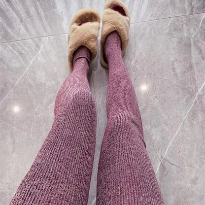 maoxiangshop  -  Women's High Waist Leggings Fashion Tight Luxury Pantyhose Spring Autumn Solid Super Elastic Street Female Stockings Y2k