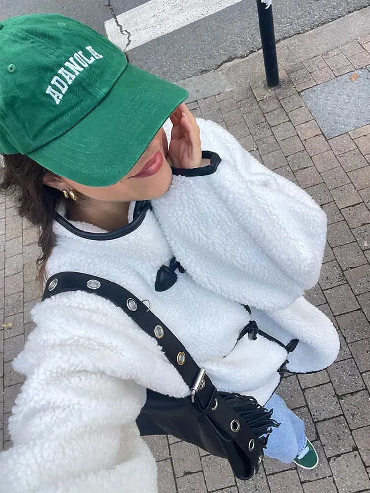 maoxiangshop -  Stand Collar Long Sleeve Quilted Jacket Women Loose Single Breasted Pockets Coat Autumn Winter Fashion Female Streetwear