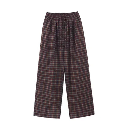 maoxiangshop  -  2024 Streetwear Sweet Plaid Pants Women Autumn Y2k Aesthetic Drawstring Casual Trousers High Waist Harajuku All Match Pantalones